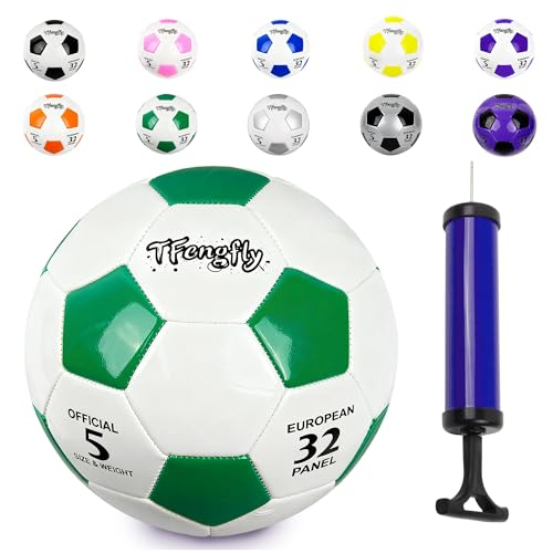 Size 2, 5 Soccer Ball with Pump Needle-Training Recreation Soccer Ball Size 2, 5 Thicker PU Tight Weaved Mini Soccer Ball for Teen Boy Girl Outdoor/Indoor League Game Practice Training - color: White+Green, size: 2