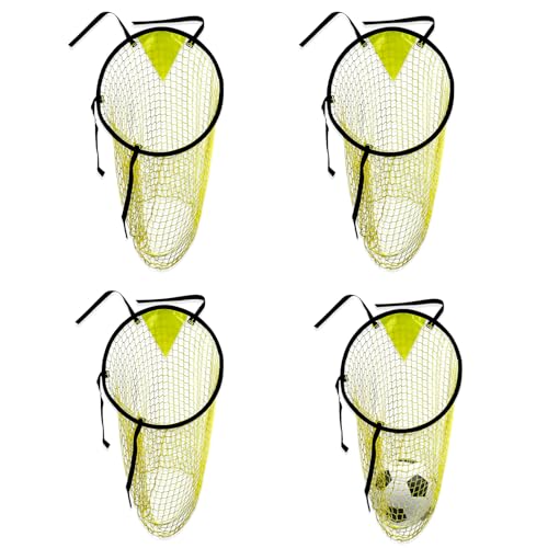 4 Pcs Yellow Soccer Goal Targets Portable Shooting Training Nets, Top Bins Precision Practice Aids for Football Goal Shooting Drills, Easy to Attach and Store for Backyard, Field, Home Use