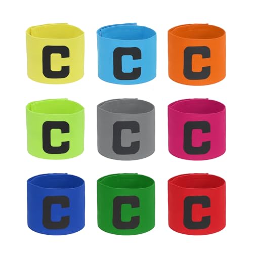 PATIKIL Soccer Captain Armband, 9 Pcs Captain Arm Bands for Soccer Elastic Captain C Arm Band Sports Captain Armbands for Youth Adult Football Team Training 9 Color