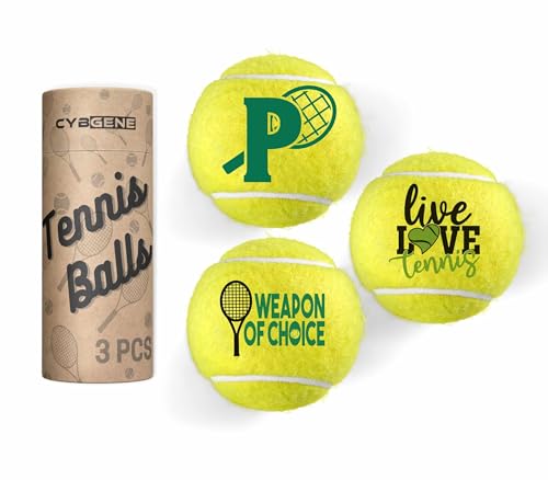 Tennis Gifts, Personalized Tennis Ball, Set of 3 Unique Tennis Balls with Gift Package, Perfect for Tennis Teammate, Partners - Initial - color: Initial-P