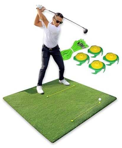 Tee Claw Golf Tee Holder, Golf Mat Tee, Golf Alignment String, Baseball Agility Training for Indoor and Outdoor, Made in the USA. - color: 4 Pack Yellow / Green
