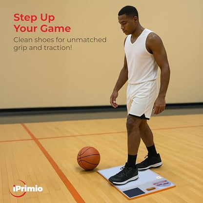 StepNGrip Basketball Sticky Mat Traction Board with Shoe Scuff Pad - 30 Sheets, No Slip White Court Grip Mat for Wood Surfaces - Enhances Shoe Traction and Game Performance - 19" x 21"