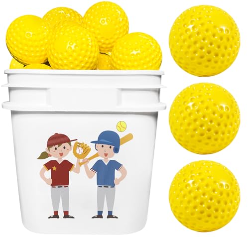 16 Pack 11 Inch Dimpled Pitching Machine Softballs - Yellow Training Baseballs for Youth Batting Practice, Compatible with Most Baseball/Softball Pitching Machines