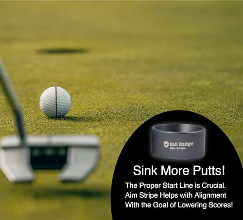 Ball Badge Aim Stripe - 360 Degree Golf Ball Line Marker Kit with Golf Bag Attachment for Perfect Alignment and Precision Putting - color: Grey