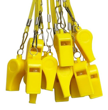 20 Pcs Plastic Loud Whistles with Lanyard for Referee Coaches Basketball Football Sports Training Game Event Lifeguard Survival Emergency Fun School Kids Tool Set Suppliers - color: Yellow