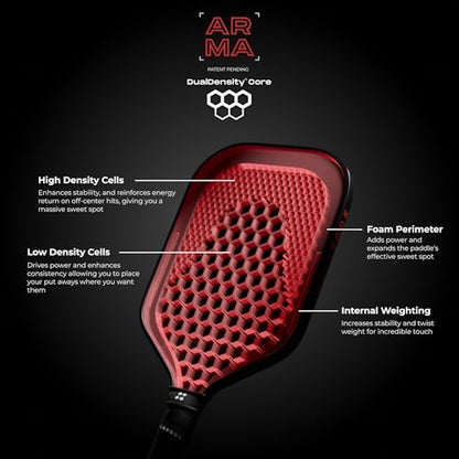 Holbrook ARMA Series Metallic Pickleball Paddle – Carbon Fiber Paddle with Dual-Density Core | USAPA Approved for Tournament Play | Control & Power - style: T Metallic