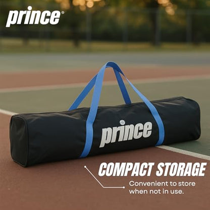 Prince - Full Court Pickleball Net + Wheels, Easy to Transport, Ideal for Setting Up Courts Anywhere (Blue)