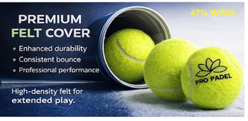 Pro Padel Balls - 2 Pack (6 Balls) - Pressurized Padel Balls - Premium Natural Rubber Core - 47% Wool Felt - Professional Tournament Quality - Consistent Bounce - for All Courts.