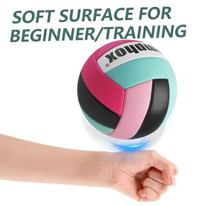 Soft Volleyball Ball Pink Size 5 for Teen Youth Girls Kids Beginners Team Skills Practicing Training Indoor Outdoor Water Play Beach Pool Volley Ball with Pump & Mesh Bag 2026