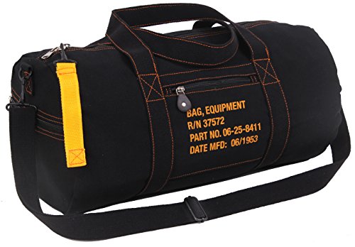 Rothco Canvas Equipment Duffle Bag – Travel & Gym Bag with Heavyweight Cotton Canvas Material – Great for Storing Gear, Clothing, and More - color: Black, size: 19 Inches