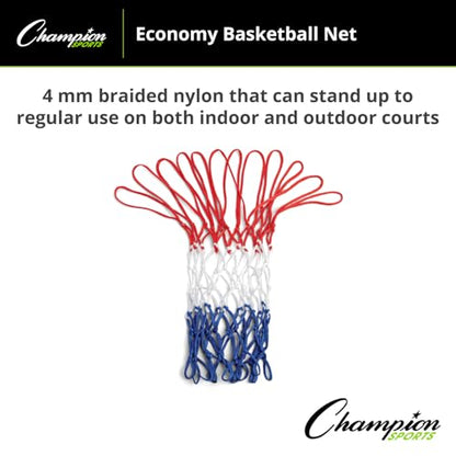 Champion Sports 4mm - 50gm - Basketball Net - Braided Nylon - Red/White/Blue