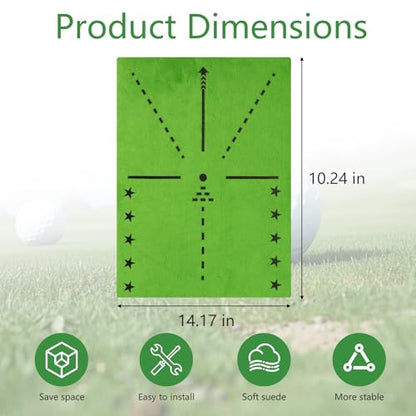Golf Hitting Mat with Swing Path Feedback – Dual Velvet Replaceable Top, 16x12 in for Indoor/Outdoor Driving, Chipping & Putting Practice – Gift for Golfers