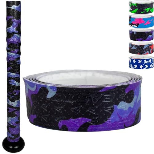 Easton | 1.10mm / 1.80mm FlowTack Bat Grip | Baseball / Softball | Multiple Colors - color: Purple & Black Camo, size: 1.10mm | Medium Thickness | All Bats