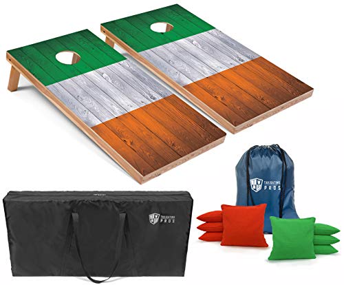 Tailgating Pros Regulation Flag Cornhole Board Sets Includes 8 Bean Bags and Carrying Totes 4'x2' Flag Toss Game Several Corn Hole Board Designs to Choose from! - color: Ireland Flag