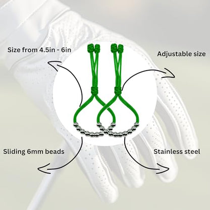 Pack of 2 Golf Glove Bead Stroke Counter, 10 Stainless Steel Beads Score Counter for Gloves, Stroke Count Resizable Easy to Adjust Golf Round Scoring Tracker Accessory