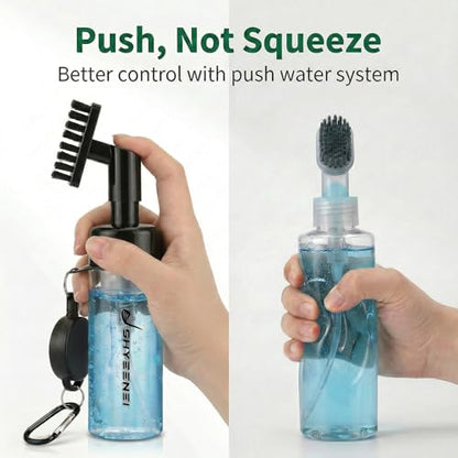 Golf Club Cleaner with Water Brush – Push-Activated Groove Tool, Transparent Reservoir, Portable with Retractable Clip for Golf Bag