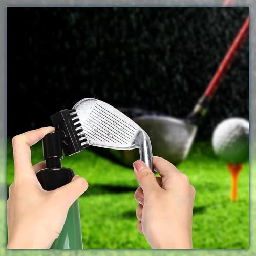 Golf Club Spray Water Cleaner, Golf Club Cleaning Brush Set,Golf Club Cleaner Brush with Retractable Clip and Squeeze Water Bottle Holds 5 Ounces of Water, Golf Gifts for Men Women - color: Green