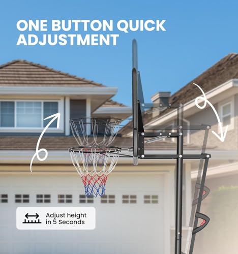 Basketball Hoop Outdoor 10ft Adjustable Portable Basketball Hoops & Goals System for Teens Youth and Adults in Backyard/Driveway/Indoor, 45 Inch Shatterproof Backboard, Fillable Base
