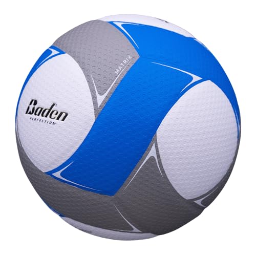 Baden | Matrix | Nylon Wound | Professional Indoor Composite Volleyball | Official Size & Weight - color: Blue/White/Gray, style: MATRIX