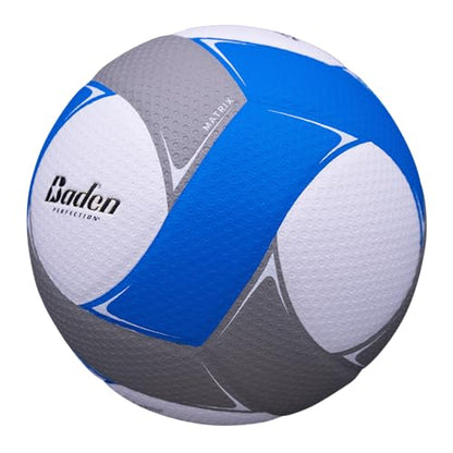 Baden | Matrix | Nylon Wound | Professional Indoor Composite Volleyball | Official Size & Weight - color: Blue/White/Gray, style: MATRIX