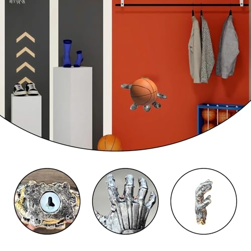 Hand Sculpture Basketball Holder Wall Mount,Art Decor Stand & Storage Rack Organizer, Display Case for Man Cave, Football Soccer Gifts,Basketball Stand,Basketball Wall Mount for Men Boys Gamers
