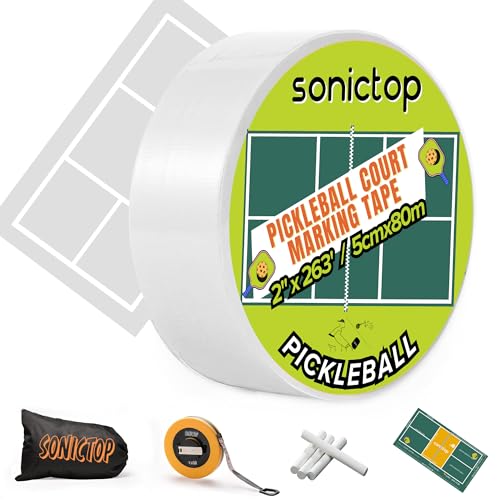 Pickleball Court Marking Kit, 2" x 263 ft Lengthened Pickleball Court Tape 5PCS Set Makes Full Size Outdoor Court Tape for Temporary Court Lines No Residue Easy Installation - color: White(5PCS)