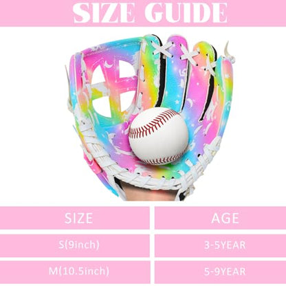 Kids Baseball Glove Softball Gloves for Girls, Baseball Mitts with Drawstring Bag, Teeball Gloves for Training and Beginner,Left Hand Gloves, Right Hand Throw