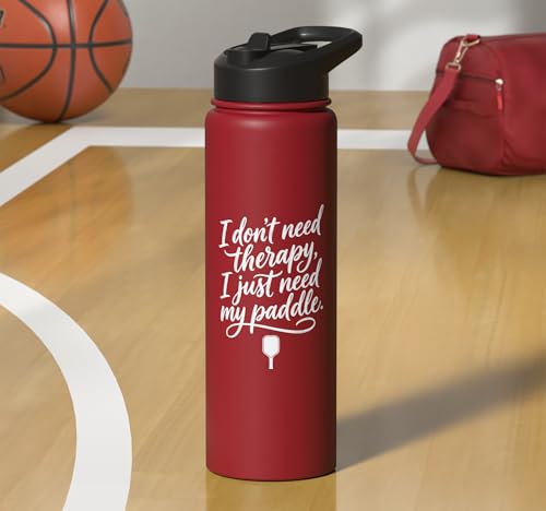 I don't need therapy, I just need my paddle. Pickleball game Stainless Steel Insulated Water Bottle - color: Red