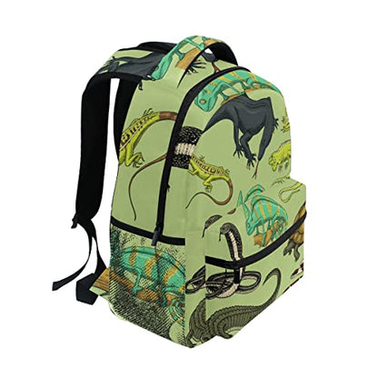 Snakes Lizard Chameleon and Turtle Animal Backpack School Bookbag Lightweight Laptop Backpack for Men Women Kids - color: Animals