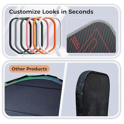 T700 Raw Carbon Fiber Pickleball Paddle, Edgeless 3K Textured Carbon Friction Surface, Thermoformed Raquette Pickleball with Aerodynamic Design used for tournament, Power & Control & Spin Max - color: Gold 1