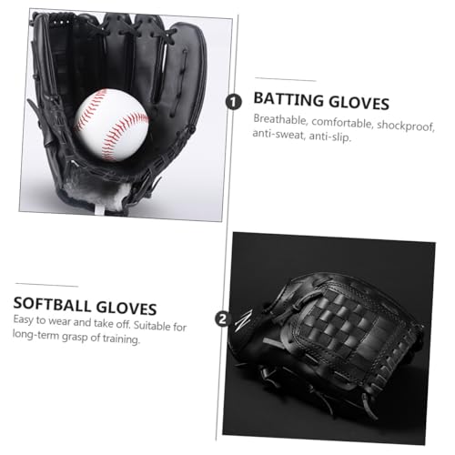 POPETPOP PU Thickened Baseball Glove for Infielder Training Mitt Shock-Absorbing Breathable Anti-Slip Flexible Sports Glove for Youth Beginners