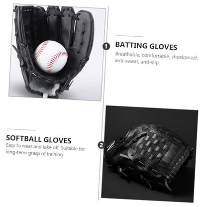 POPETPOP PU Thickened Baseball Glove for Infielder Training Mitt Shock-Absorbing Breathable Anti-Slip Flexible Sports Glove for Youth Beginners