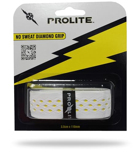 No-Sweat Diamond Grip for Pickleball Paddles, Tennis, Racquetball - color: White w/ Yellow Underlay, size: 1-Pack