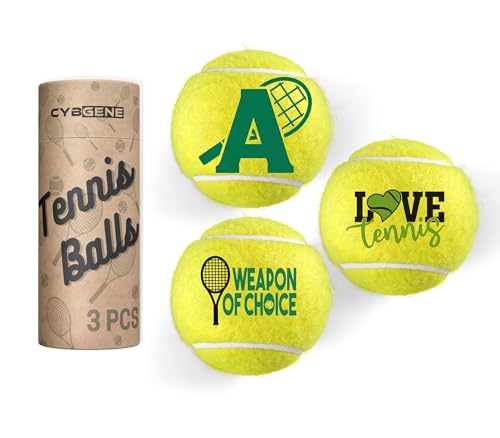Tennis Gifts, Personalized Tennis Ball, Set of 3 Unique Tennis Balls with Gift Package, Perfect for Tennis Teammate, Partners - Initial - color: Initial-A