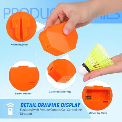 Badminton Trainer Self Practice Aid Elastic Rebound Device with Remote Control for Indoor and Outdoor Solo Training Set