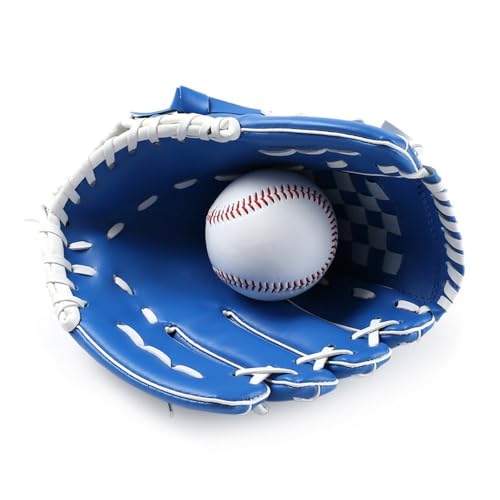 10.5/11.5/12.5 Inch Synthetic Leather Baseball Mitt - Left Hand Deep Pocket Design for Infield Practice, Beginner Softball Glove - color: Blue, size: Small