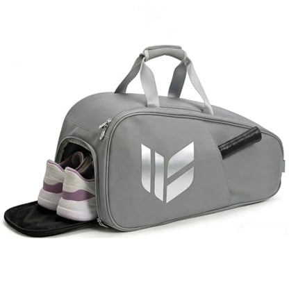 Smartway Tennis Bag for Men Women, 6 Rackets Large Racquet Bag with Shoe Compartment & Insulated Pocket, Waterproof Gym Backpack & Sports Duffel for Pickleball, Training and Daily Use - color: Gray