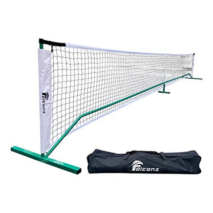 Falconz Regulation Size Pickleball Net for Outdoor and Indoor - Portable 22 Feet Long Net with Steel Frame and PE Netting - Carry Bag Included