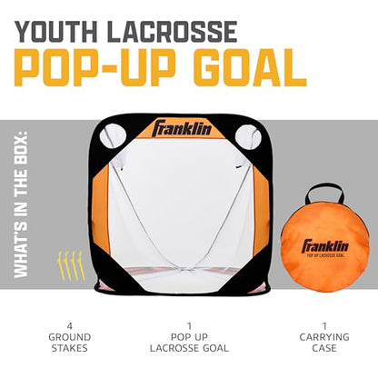 Franklin Sports Youth Lacrosse Pop-Up Goal – 3’x3’ Portable Net with Carrying Case – Backyard Practice Goal for Kids – Easy Setup with Ground Stakes – Improve Shooting Accuracy