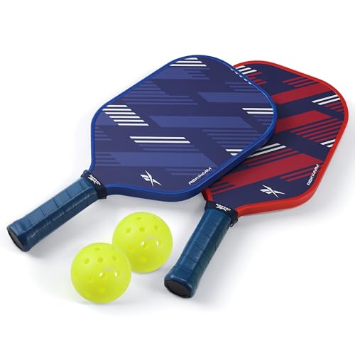 Reebok - Pickleball Set for 2 Players, Includes 2 Paddles with Cushion Grip and 2 Light-Up Balls, Perfect for Night Play, Durable, Engineered for Sports Enthusiasts