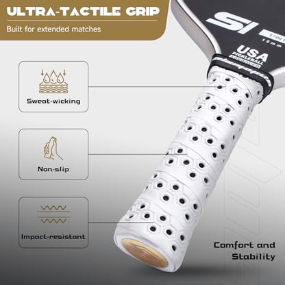 Raw Carbon Fiber Pickleball Paddles | T700 Pickleball Paddles with 16mm Polymer Honeycomb Core & Overgrips| Premium Pickle Ball Racket Enhanced Control & Spin & Power| USAPA Approved