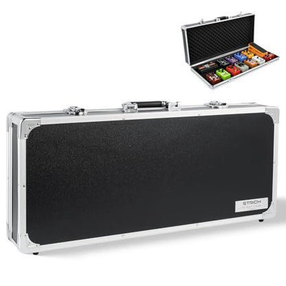 STRICH Guitar Pedal Case STANDARD 28, 27.5" x 11.8" x 4.3" Large Aluminum Locking Effect Pedal Case with Mounting Tape, Compatible with Single Pedals & Multi-Effects - size: STANDARD 28 (27.5" x 11.8" x 4.3")