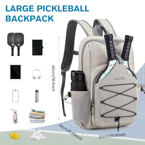 G4Free Pickleball Bag, Pickleball Backpack for Women and Men, Padel Bag Fits 2 to 4 Paddles, Gifts for Pickleball Lovers - color: Ivory White