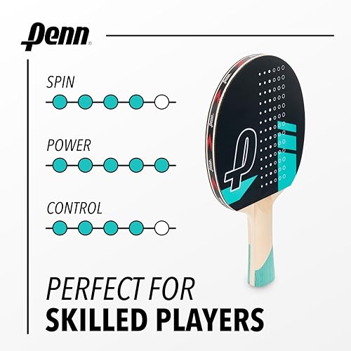 Penn 4-Player Ping Pong Paddle Set - 4 5.0 Paddles, 6 3-Star Balls, 2 Storage Pouches - Pro-Grade Rubber for Spin & Power on Table Tennis Rackets - Ergo Handle for Grip Comfort in Ping Pong Play