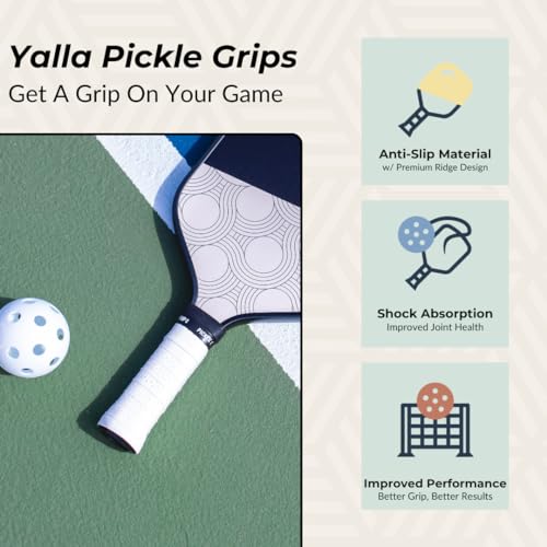Pickle Grips Pickleball Paddle Grip Tape - Overgrip Grip Wrap for Pickleball Racket - Moisture Wicking Paddle Grip Wrap (2 Pack) - color: White