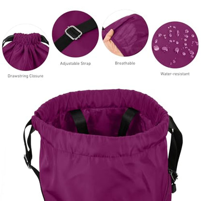 Valleycomfy Waterproof Drawstring Gym Backpack Bag for Men & Women,Sports Gym Bag with Side Pocket Orange - color: A-purple