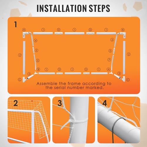 ORIENGEAR Soccer Goal, 12x6/10x6.5/8x6/6x4 Full Size Soccer Goals for Backyard, Soccer Net with Training Discs, Portable Soccer Goal for Kids and Adults with 1 Carry Bag, Porterias De Futbol - size: 6'x4' without target