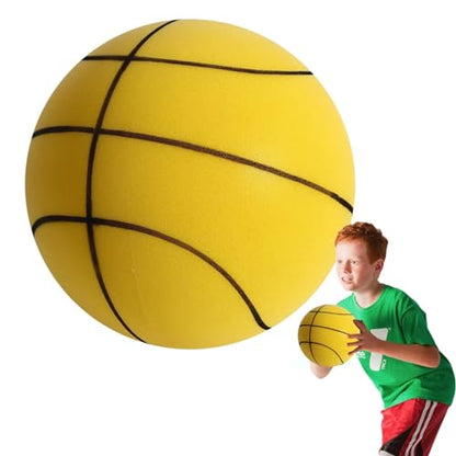 Silent Basketball - Indoor Quiet Training Ball, High-Density Foam, Low Noise, Highly Elastic, Easy to Grip - color: Yellow, size: Oversized [24cm-7#]