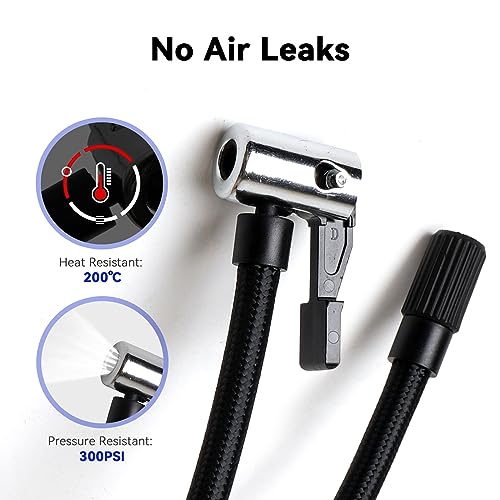 LEXIN Tire Inflator Hose Extension, Lock-On Air Chuck with Hose and Presta Valve Adapter Ball Needle, Air Compressor Twist On Convert to Lock On Connection, Compatible with LEXIN P5/P4