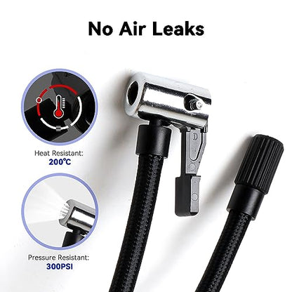 LEXIN Tire Inflator Hose Extension, Lock-On Air Chuck with Hose and Presta Valve Adapter Ball Needle, Air Compressor Twist On Convert to Lock On Connection, Compatible with LEXIN P5/P4